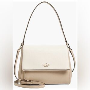 Kate Spade leila medium flap Shoulder Bag Cream and Tan - NWT